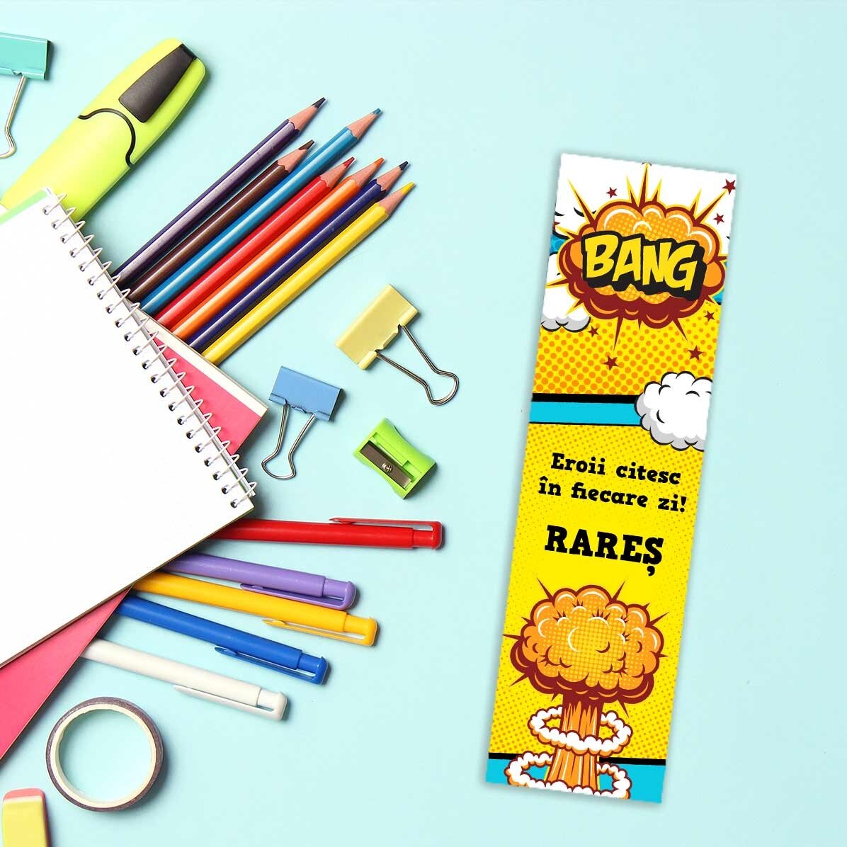 Semn de carte personalizat cu text - Comics