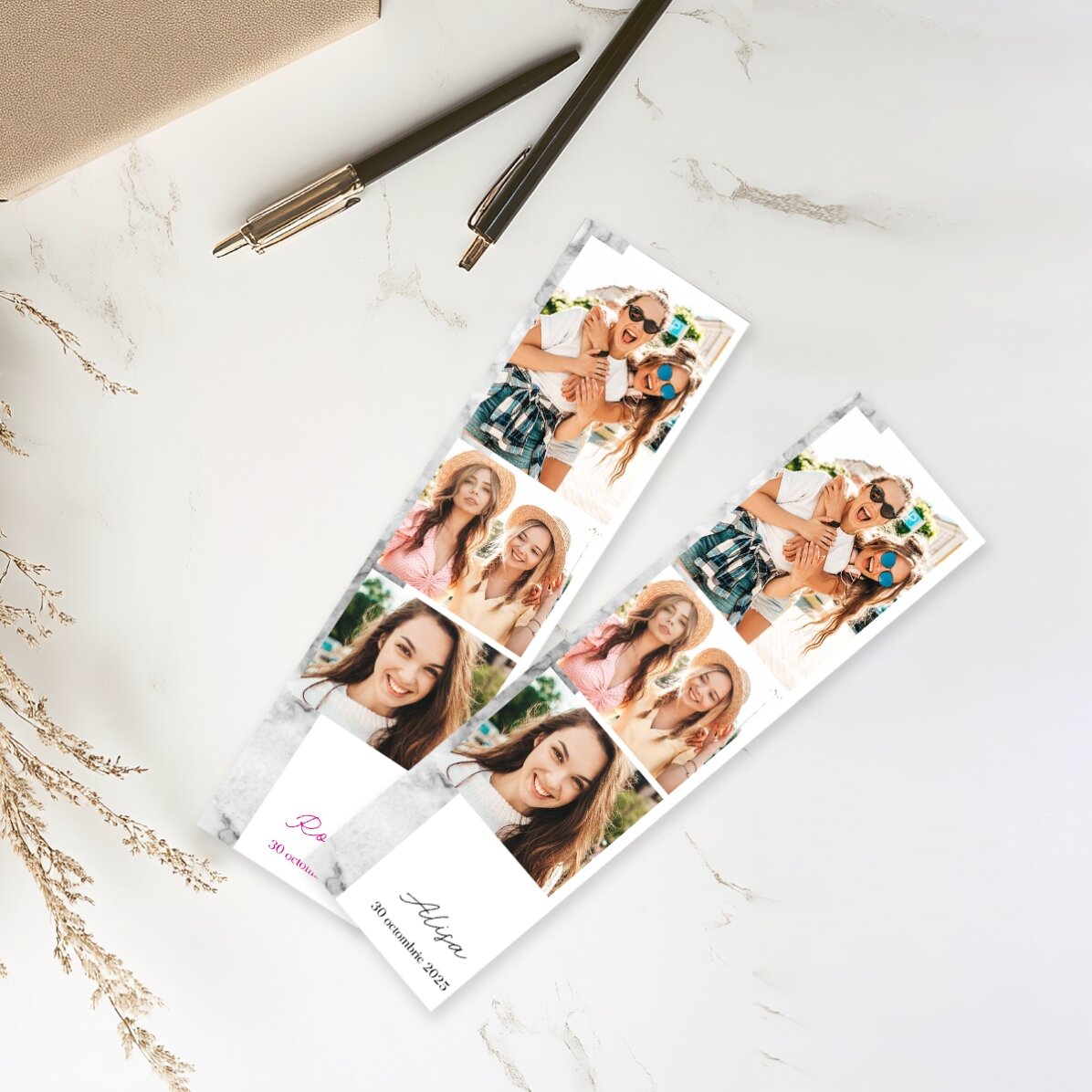 Semn de carte personalizat cu text și 3 poze