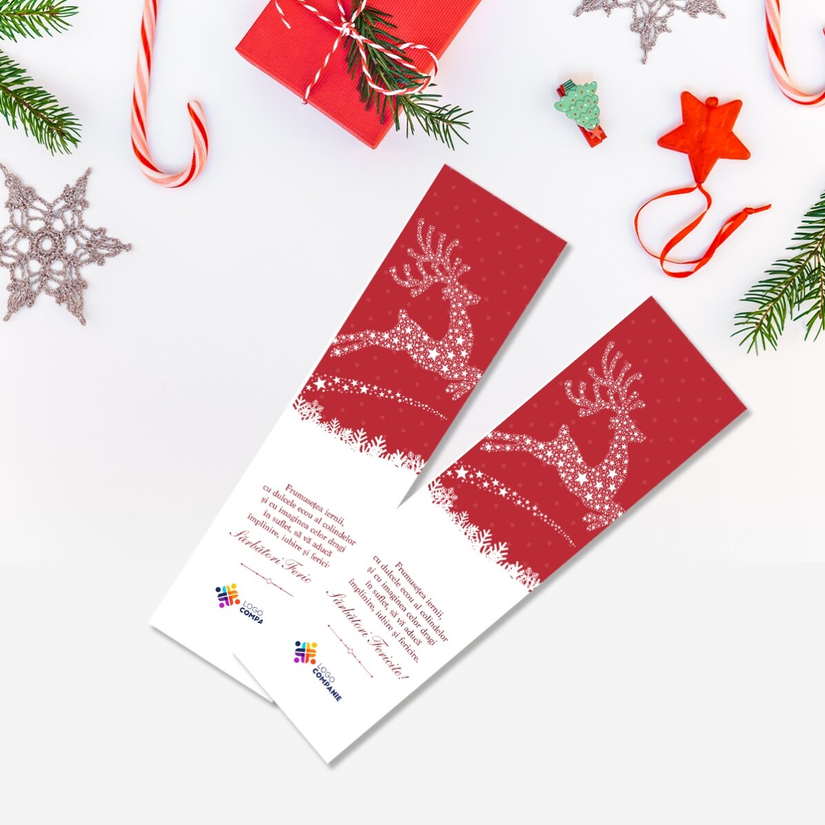Semn de carte personalizat cu text și logo - Magia Crăciunului