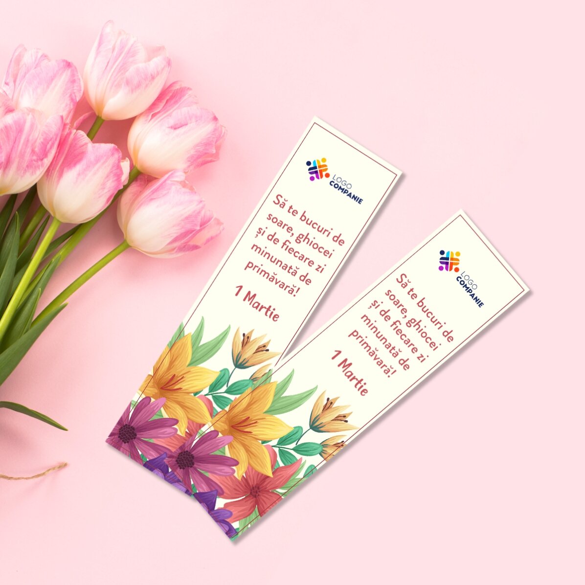 Semn de carte personalizat logo și mesaj de primăvară