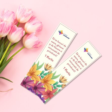 Semn de carte personalizat logo și mesaj de primăvară