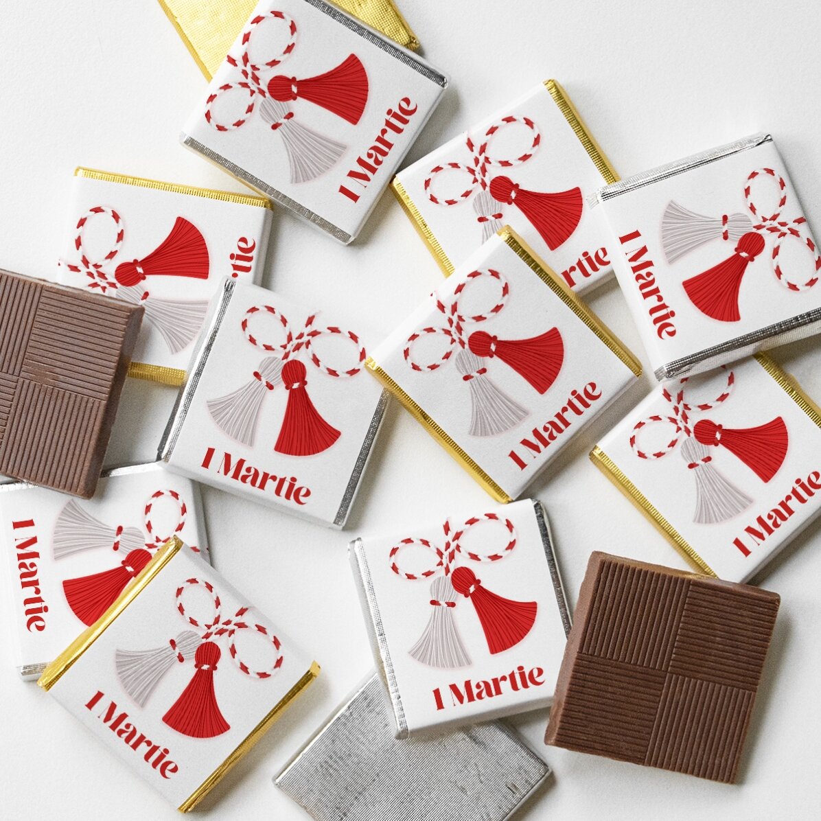 Set 10 mini ciocolățele cu mesaj - Mărțișor