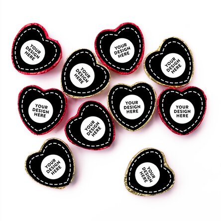 Set 10 mini ciocolățele inimioară personalizate cu grafica ta