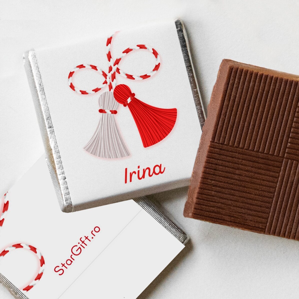 Set 10 mini ciocolățele personalizate cu nume - Mărțișor dulce