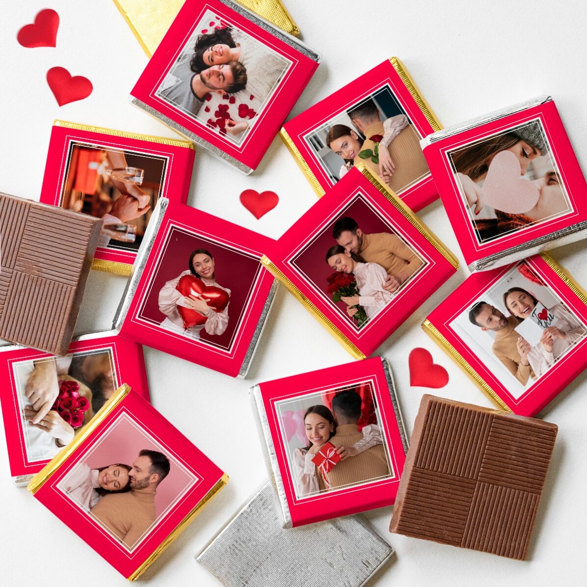 Set 10 mini ciocolățele personalizate cu poză 