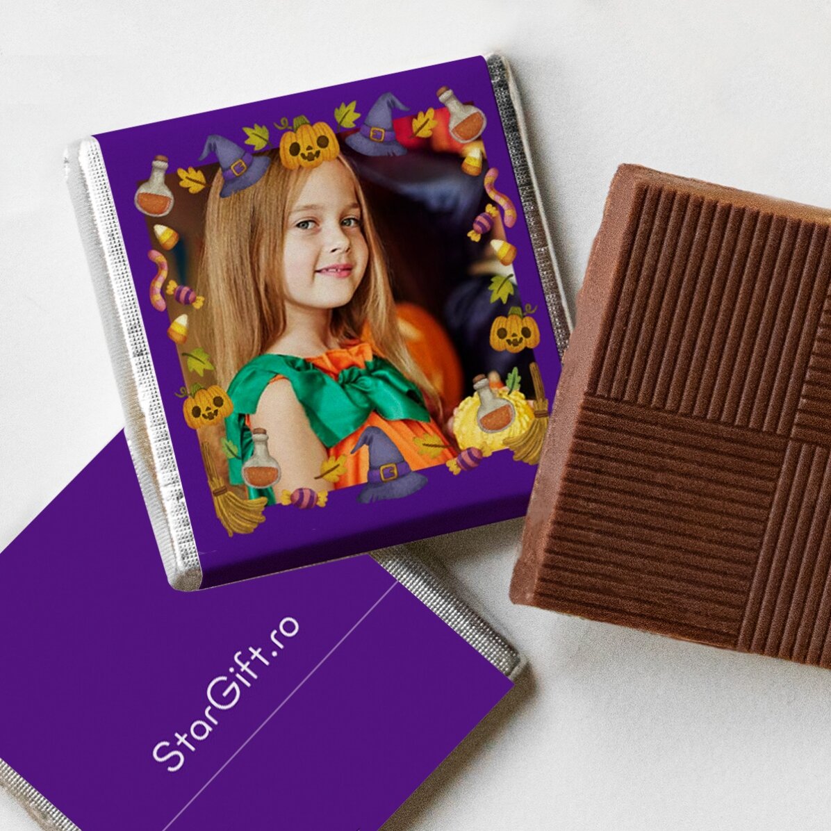 Set 10 mini ciocolățele personalizate cu poze și text - Halloween