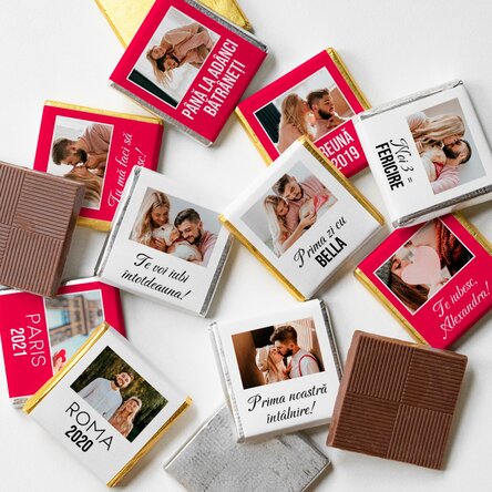 Set 10 mini ciocolățele personalizate cu poze și text
