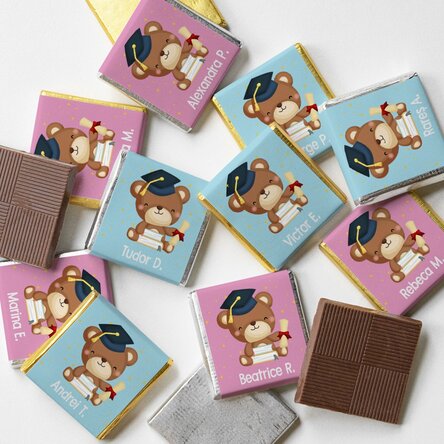 Set 10 mini ciocolățele personalizate de absolvire - Ursuleti