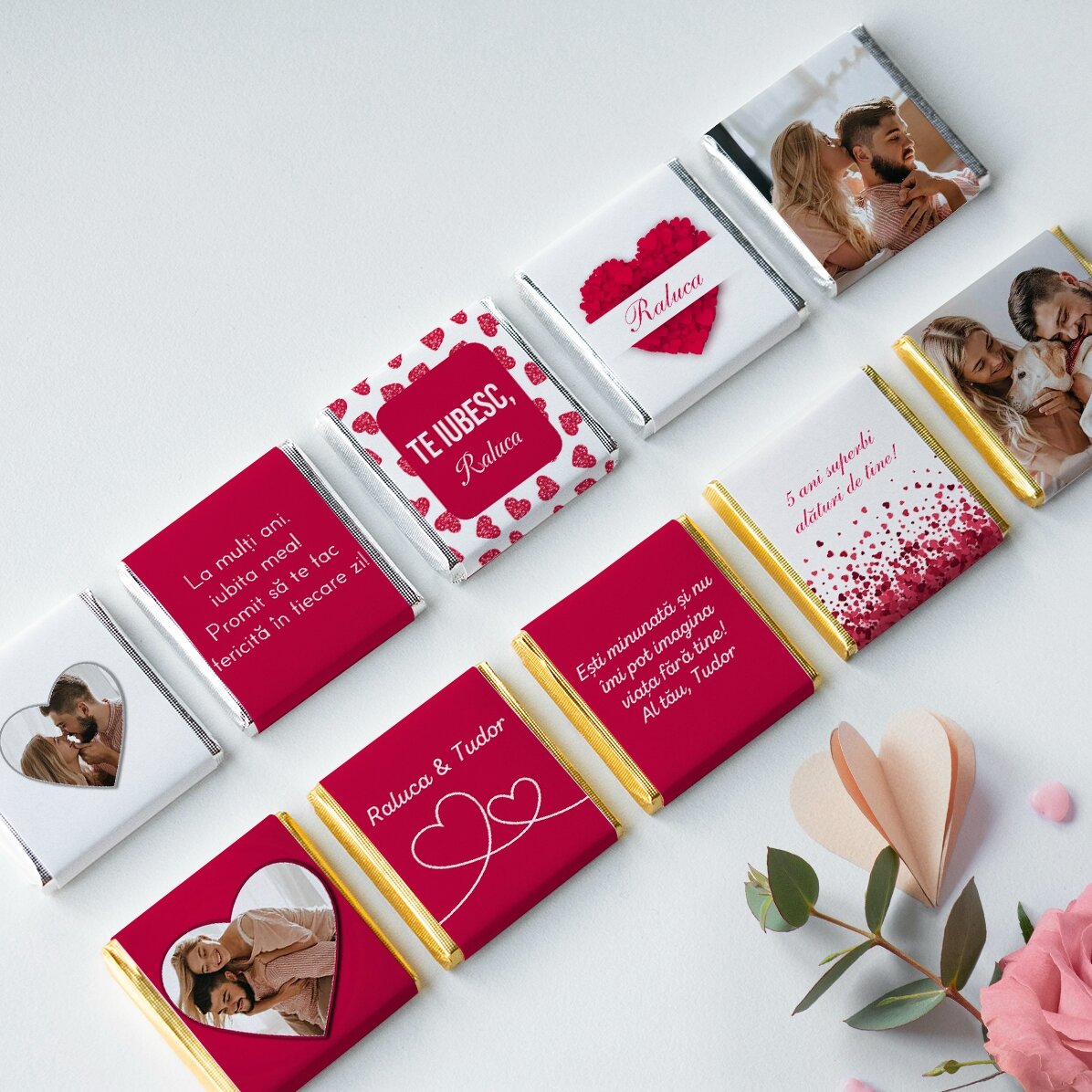Set 10 mini ciocolățele personalizate - Te iubesc!