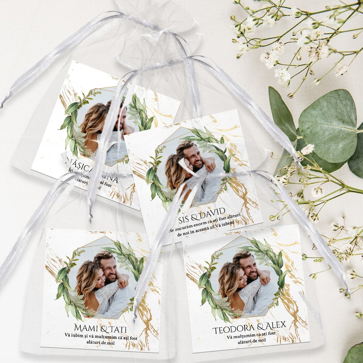 Set 12 magneți 6x6 cm - mărturie de nuntă