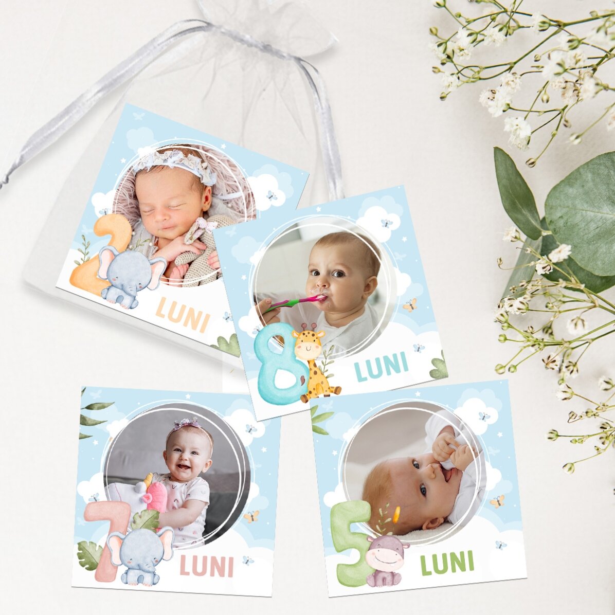 Set 12 magneți personalizați 6x6 cm - Primul an
