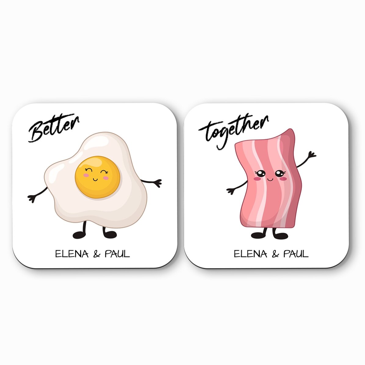 Set 2 suporturi de pahar personalizate cu text - Better Together