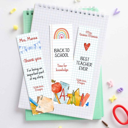 Set 3 semne de carte personalizate cu mesaj - Teacher