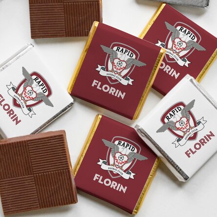 Set 5 mini ciocolățele FC Rapid personalizate cu nume