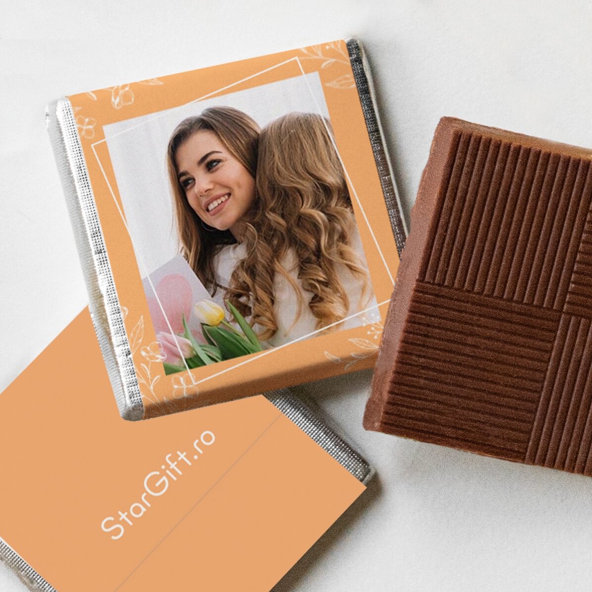 Set 5 mini ciocolățele personalizate cu poze și text - Mama