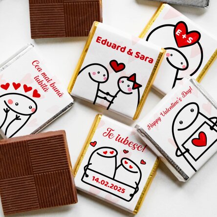 Set 5 mini ciocolățele personalizate cu text - Cute love