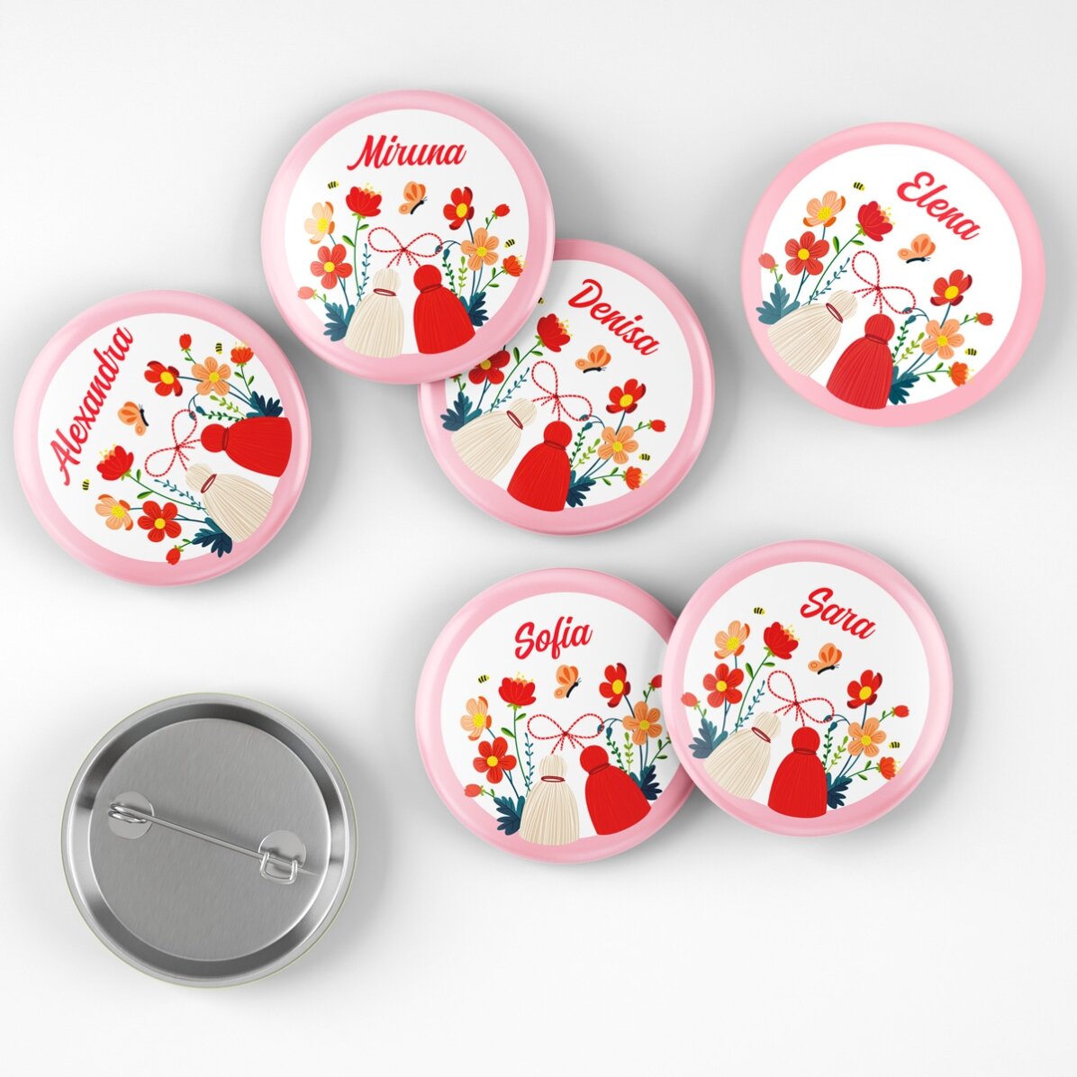 Комплект от 6 персонализирани баджове с имена