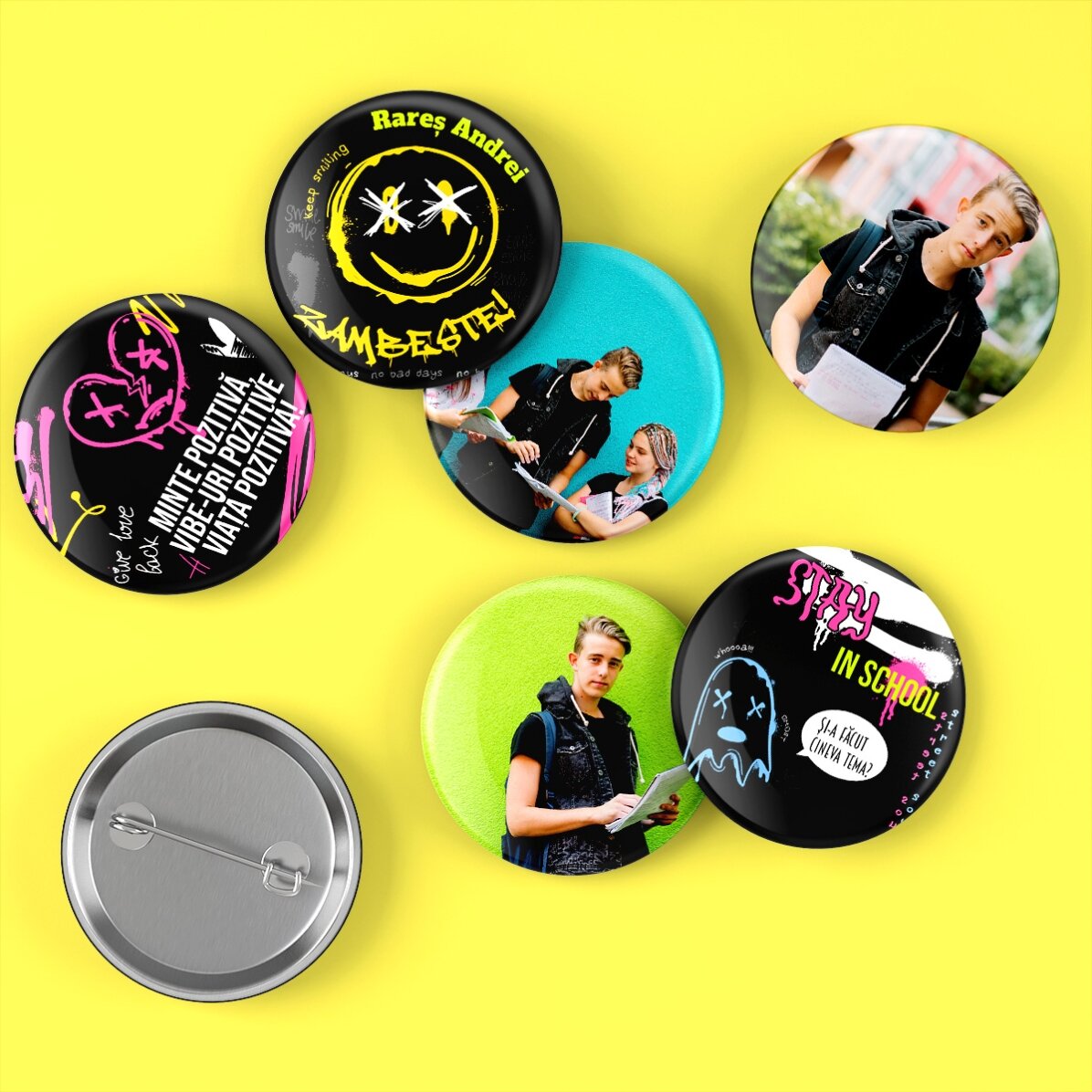 Set 6 insigne personalizate cu poze și mesaj și poze - Graffiti