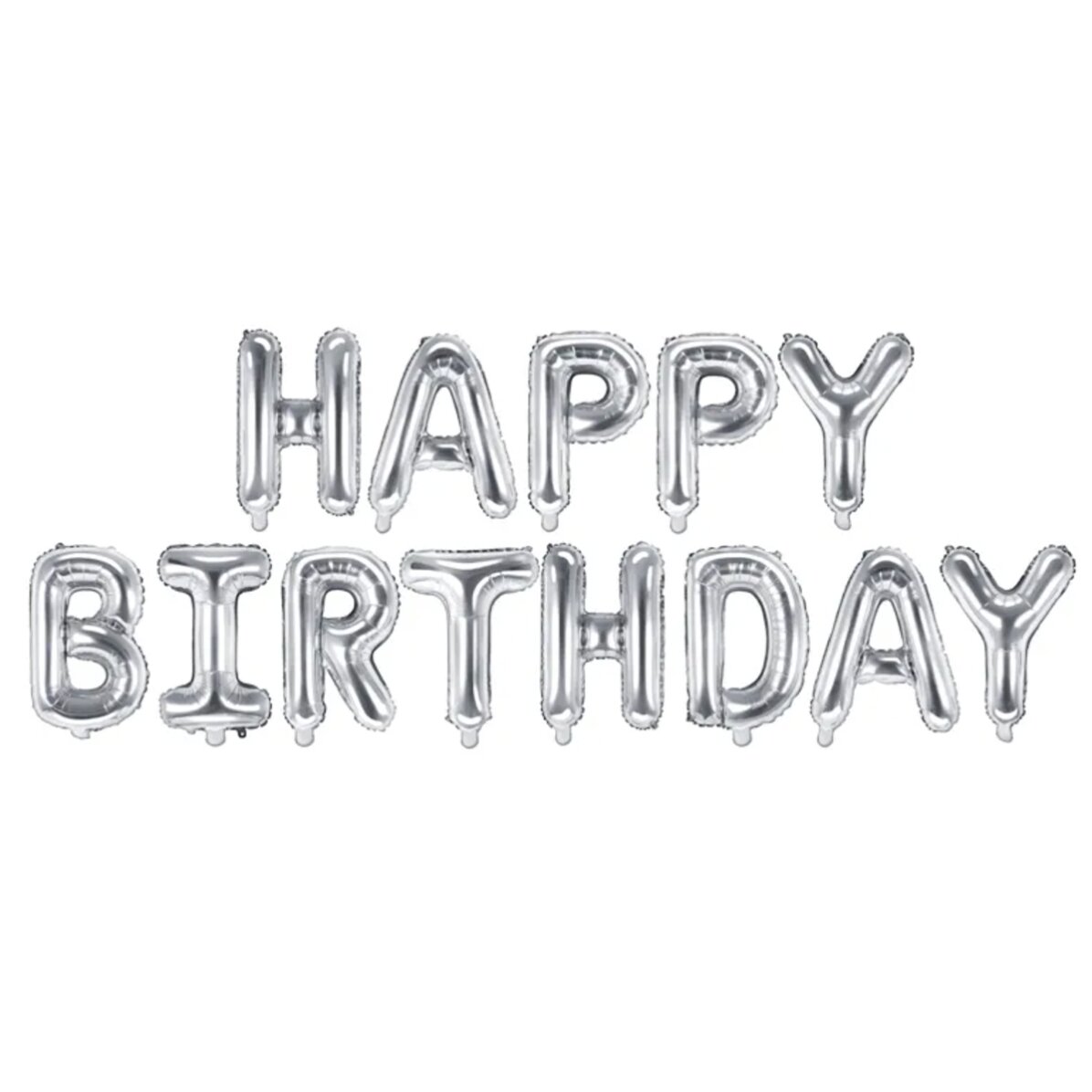 Set baloane - Happy Birthday argintii