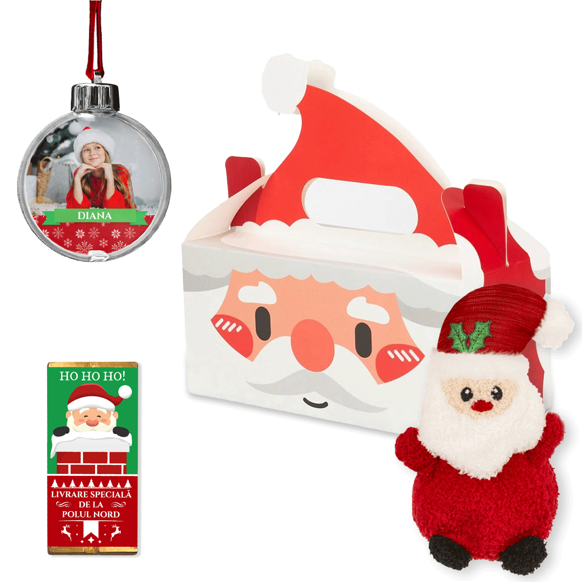 Set cadou cu glob personalizat - Moș Crăciun