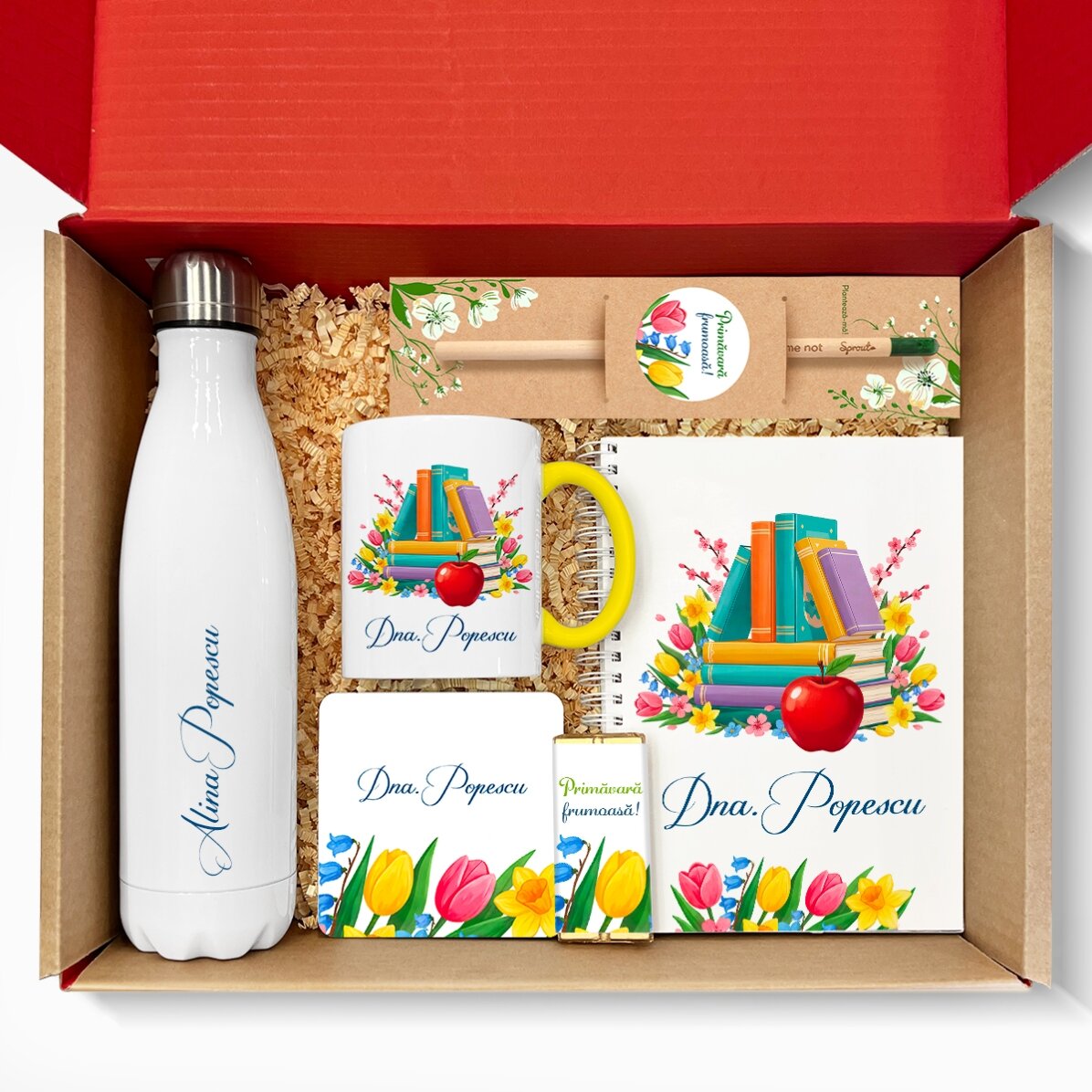 Подаръчен комплект за учители - Книги и цветя