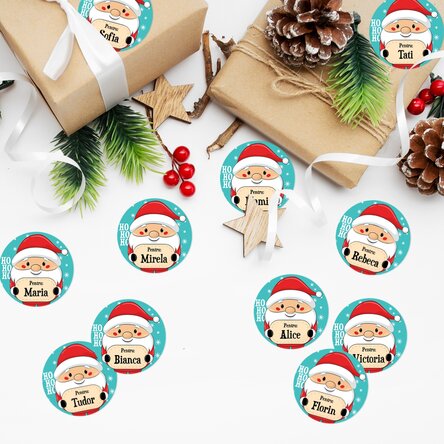 Set de 12 stickere (etichetă autoadezivă) personalizate cu mesaj - De la Moș Crăciun