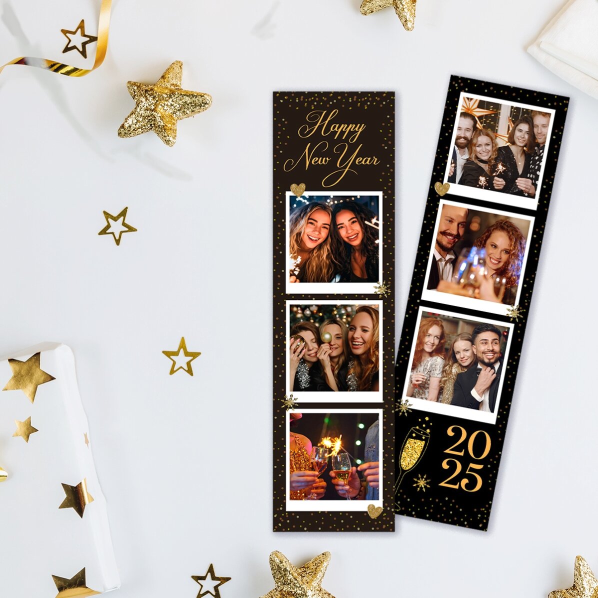 Set de 2 magneți personalizați cu poze și text - Happy new year