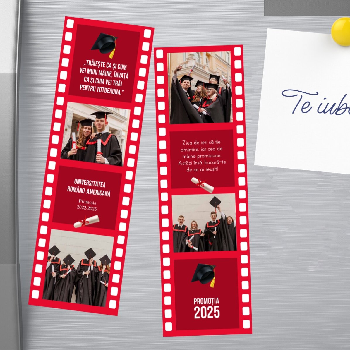 Set de 2 magneți personalizați cu poze și text pentru absolvire