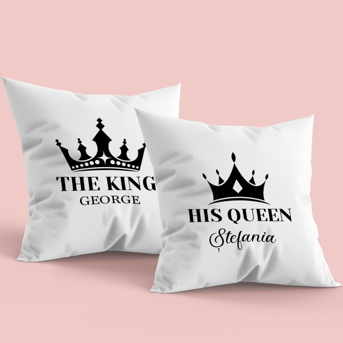 Set de 2 perne personalizate cu text - The King & His Queen