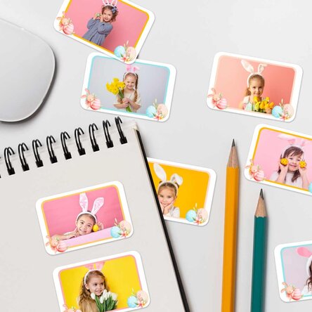 Set de 8 stickere (etichetă autoadezivă) personalizate cu poze - Paște