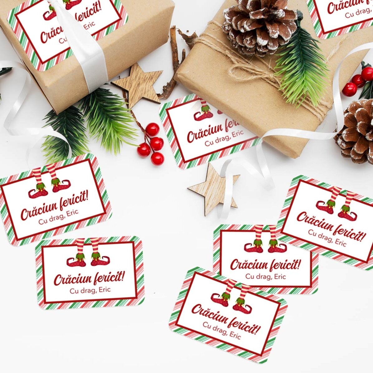 Set de 8 stickere (etichetă autoadezivă) personalizate - Elf