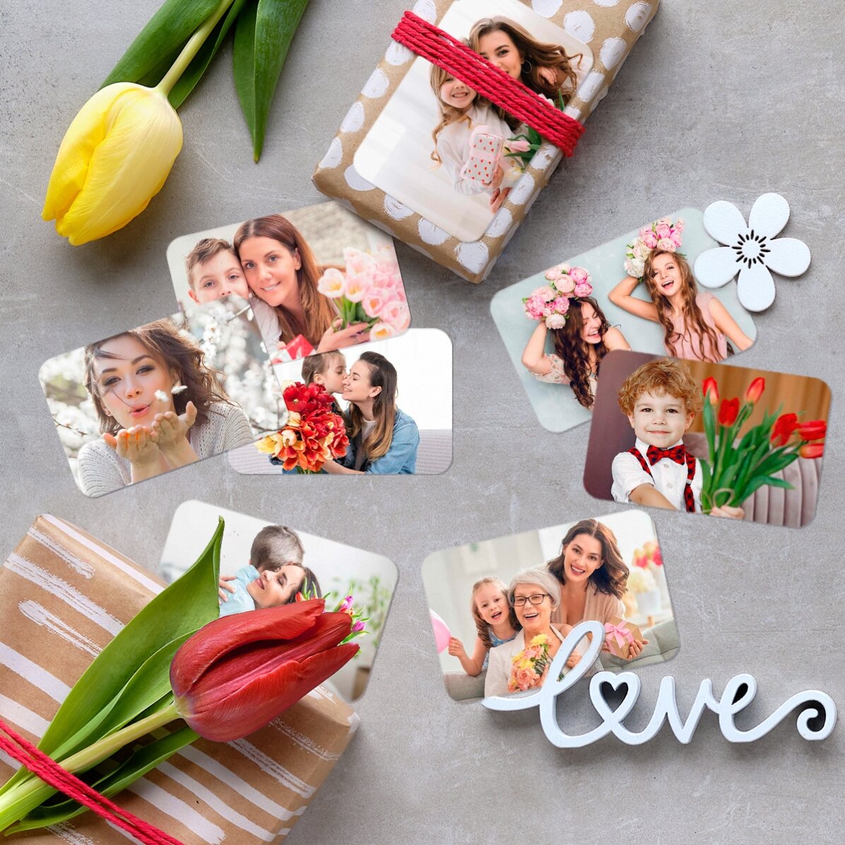 Set de 8 stickere (etichetă autoadezivă) personalizate cu poze