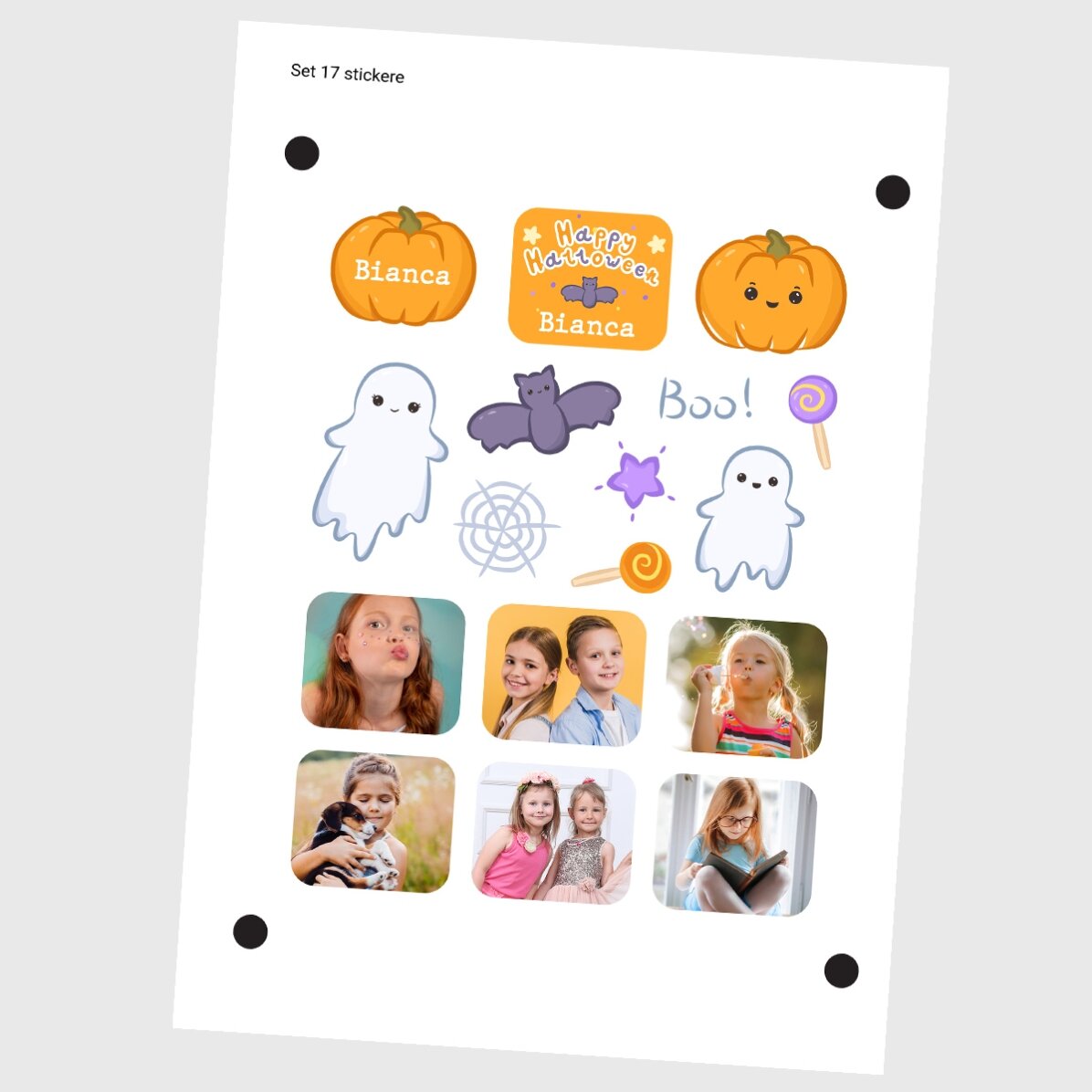 Set de stickere (etichetă autoadezivă) personalizate cu poze și text - Halloween