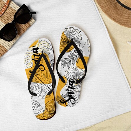 Șlapi personalizați cu nume - Floral