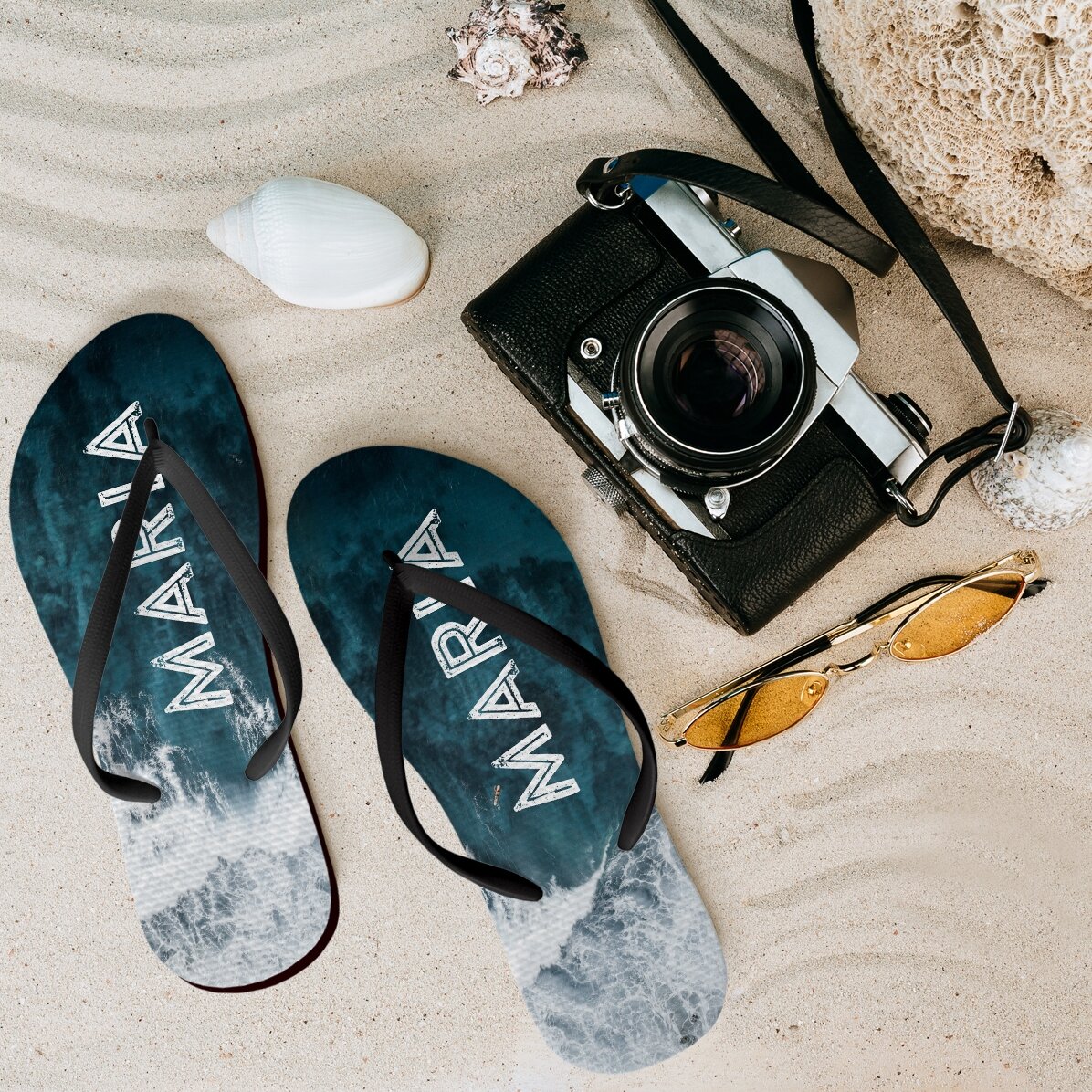 Șlapi personalizați cu nume - Ocean