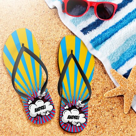 Șlapi personalizați cu nume pentru copii - Comic / Benzi desenate