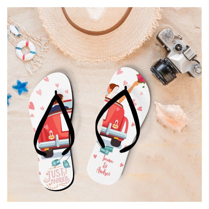 Șlapi personalizați cu text - Honeymoon