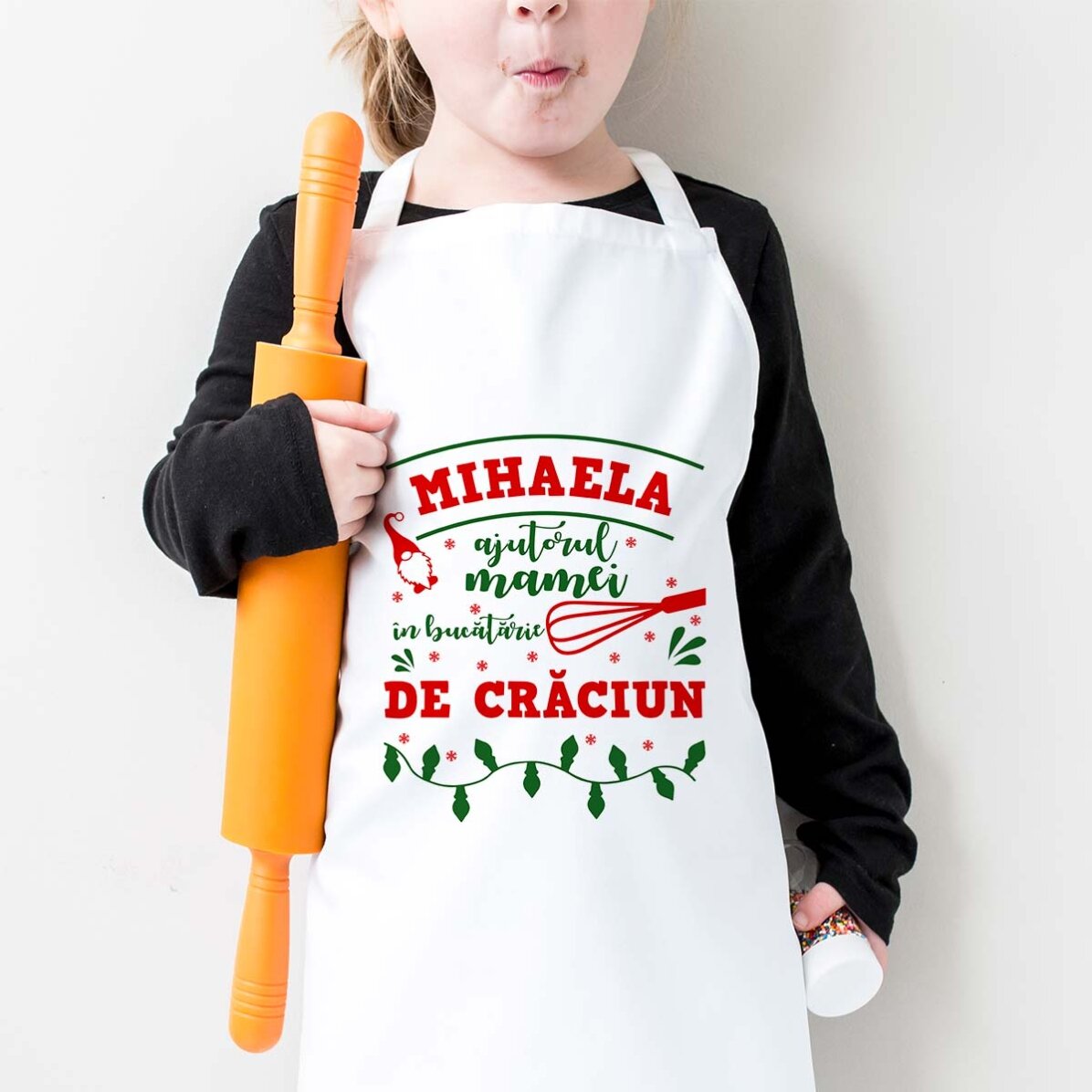 Șorț pentru copii personalizat cu text - Crăciun în bucătărie