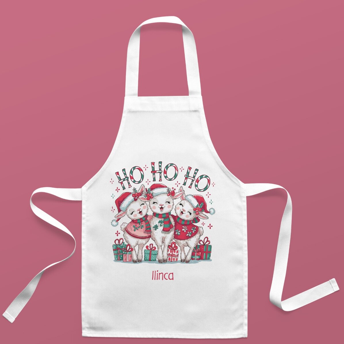 Șorț pentru copii personalizat cu text - HO HO HO!