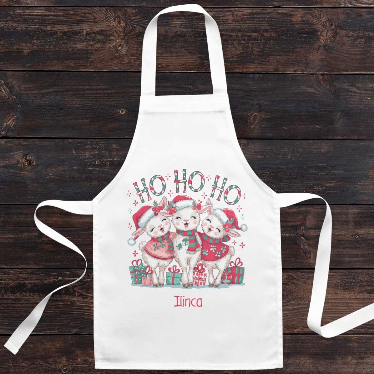 Șorț pentru copii personalizat cu text - HO HO HO!