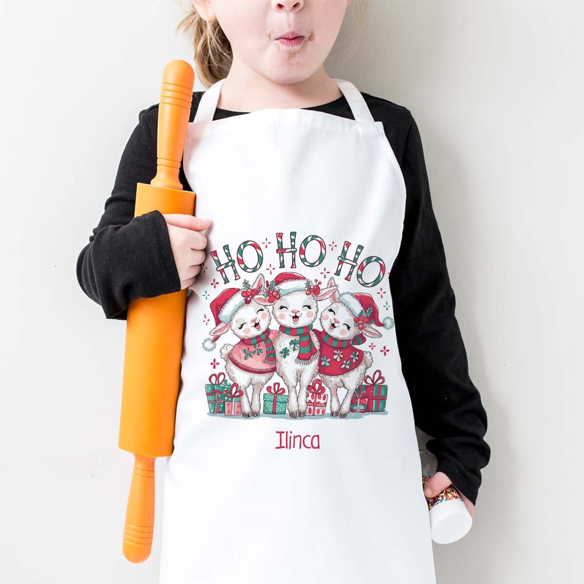 Șorț pentru copii personalizat cu text - HO HO HO!