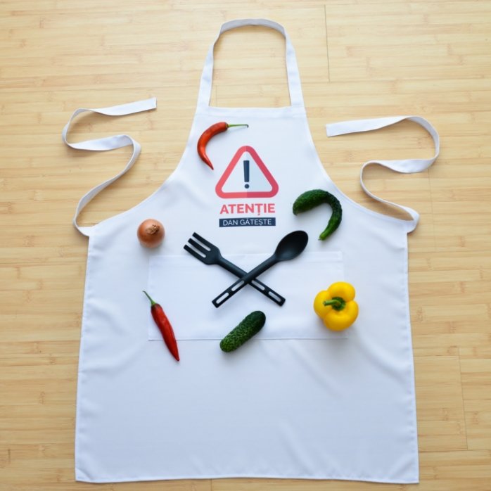 Șorț personalizat - Atenție, aici gătește