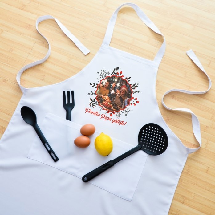 Șorț personalizat Crăciun cu o poză și text