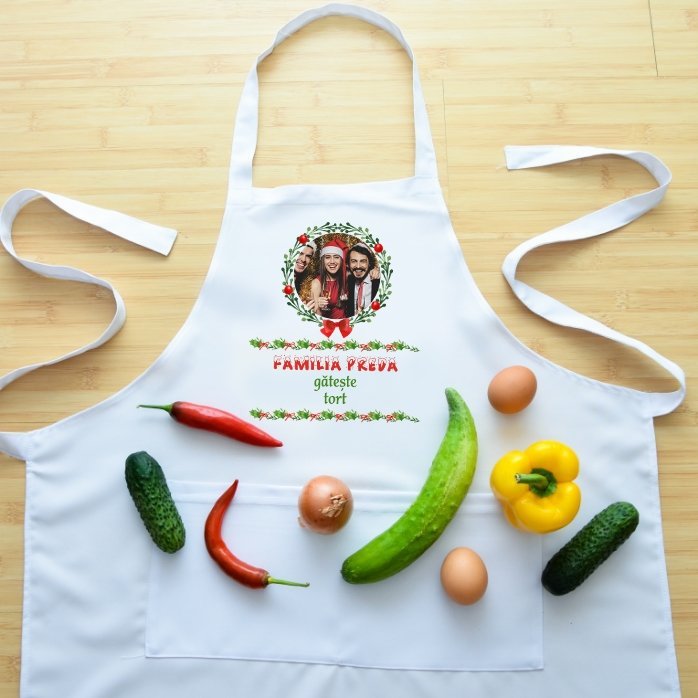 Șorț personalizat Crăciun - Familia gătește