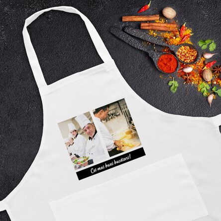 Șorț personalizat cu două poze și text