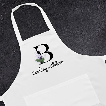 Șorț personalizat cu inițială și mesaj - Floral
