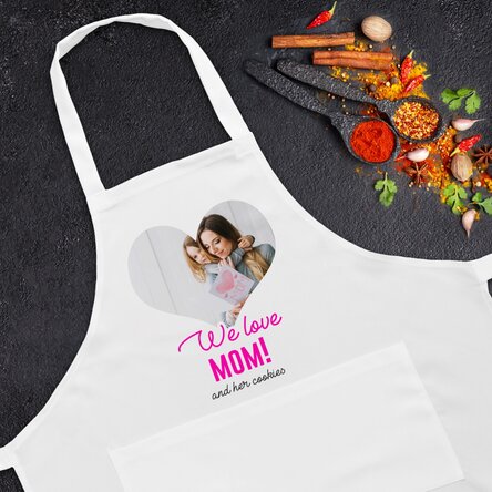 Șorț personalizat cu o poză și text - We Love