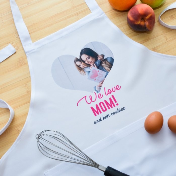 Șorț personalizat cu o poză și text - We Love