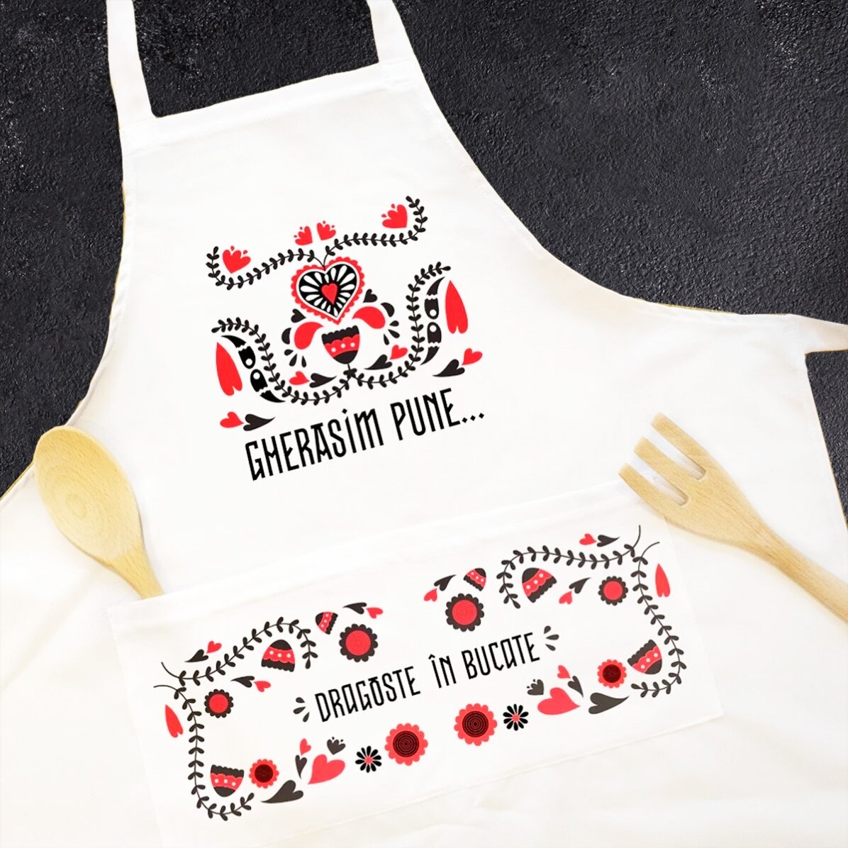 Șorț personalizat cu text - Dragoste în bucate