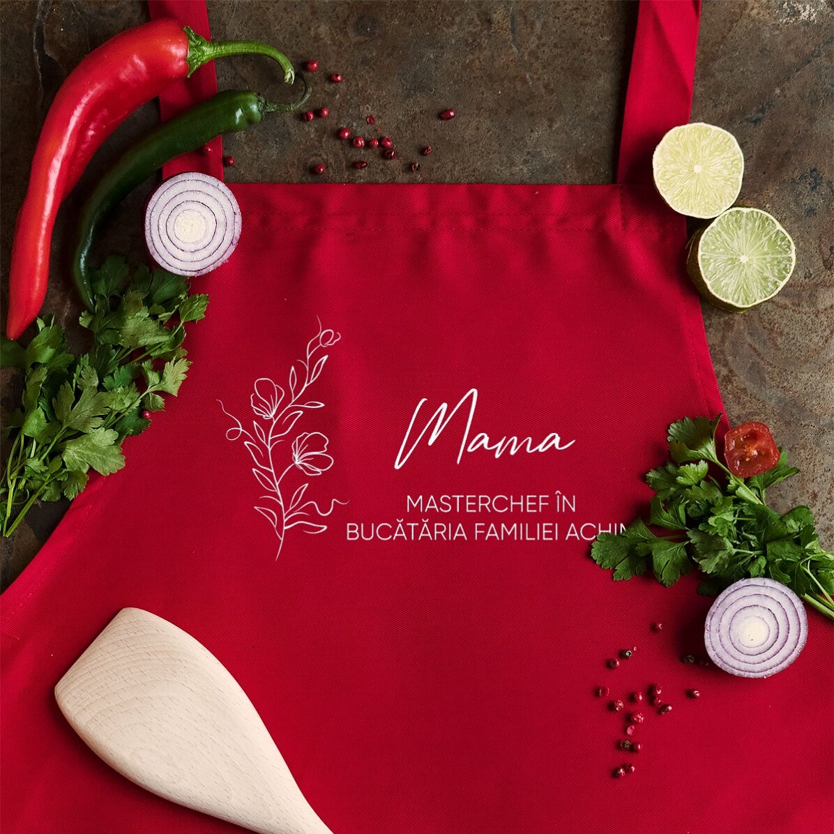 Șorț personalizat cu text - Floral